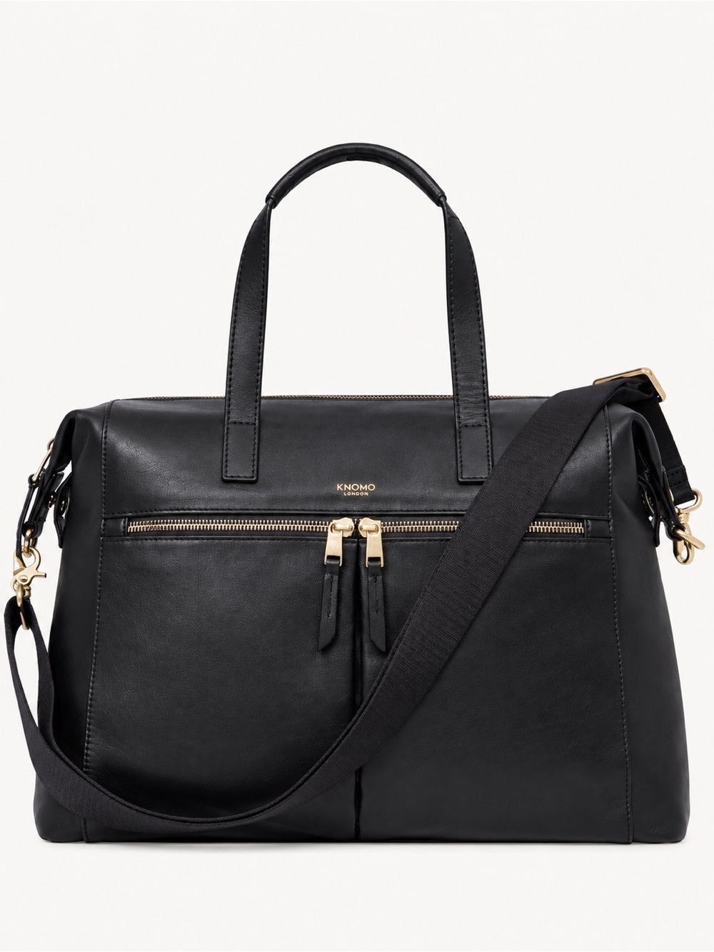 Knomo Audley Leather Laptop Tote Crossbody Black Work Classic Preppy